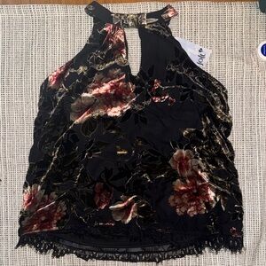 Jolt Black and Gold Cut-Out Velvet Tank Top